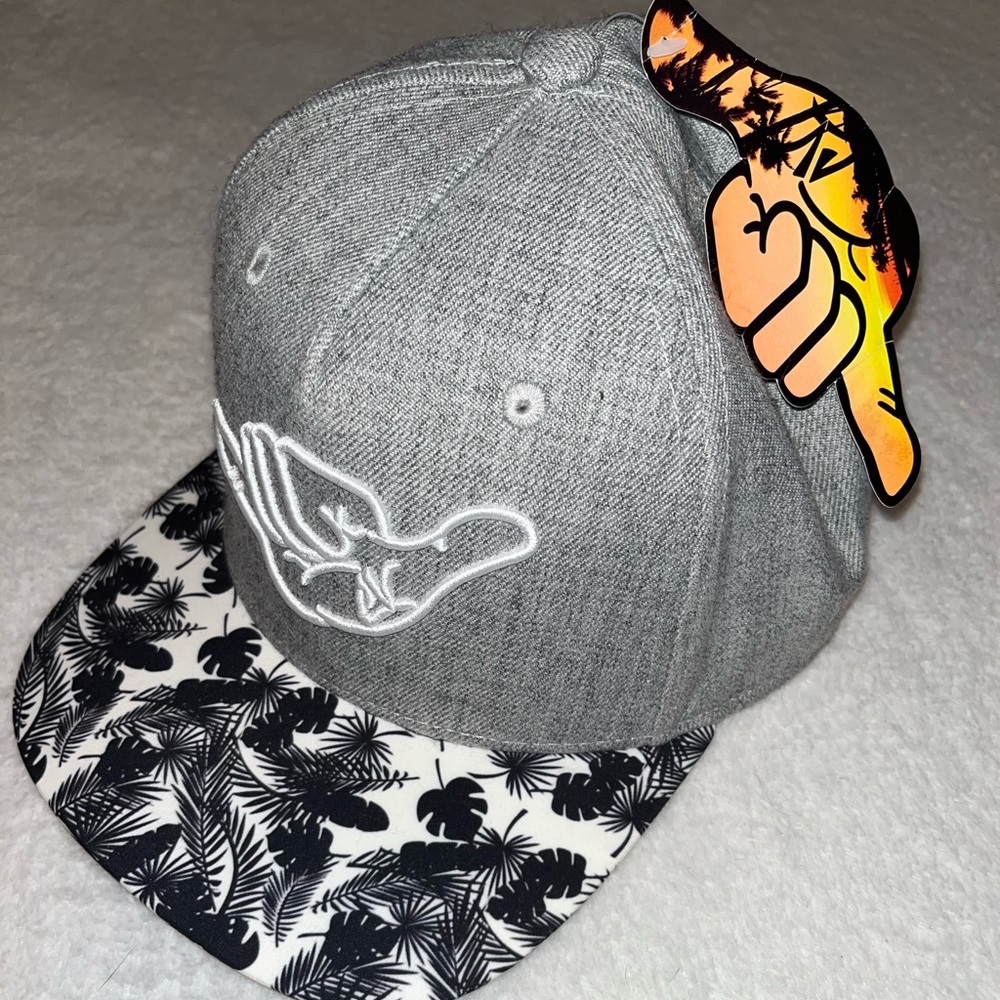 Cha Vibes “Hang Loose” Grey Palm Tree SnapBack